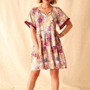Matilda Jane Enchanted Garden Aloha Palm Printed Ruffle Sleeve Dress Small